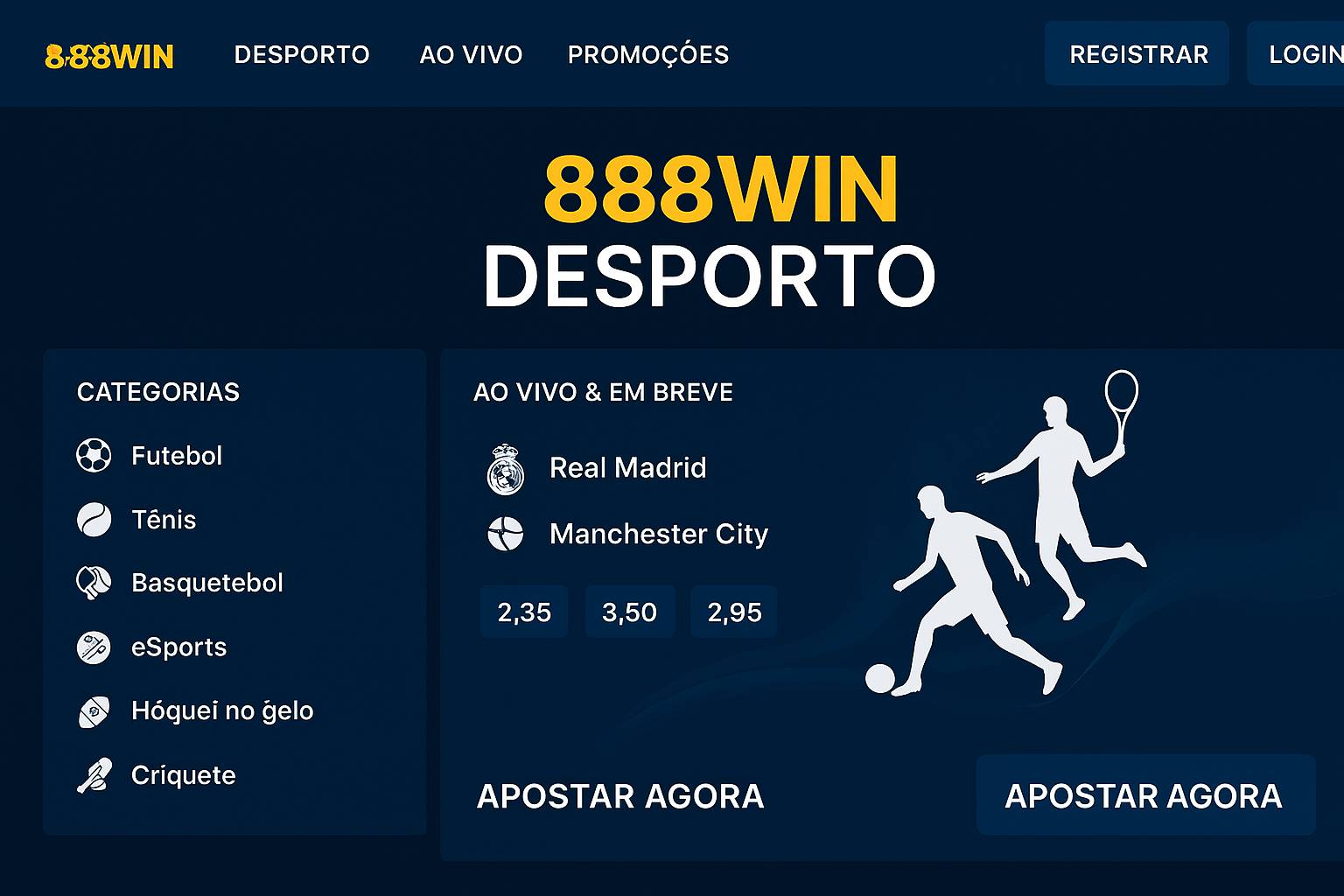Aposte em apostas esportivas no cassino online 888WIN